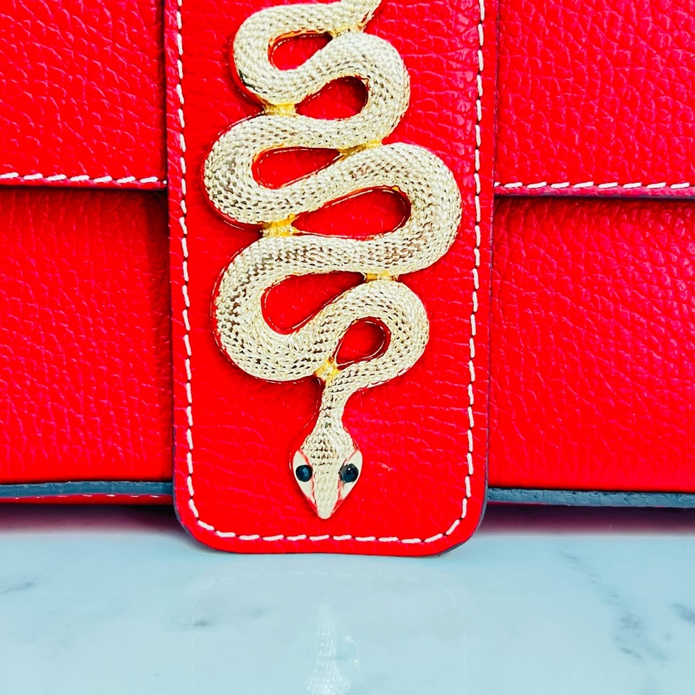New Divina Firenze leather snake tab baguette crossbody - Picture 8 of 17
